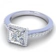 VIP 0.95 CT Princess and Round Cut Diamond Engagement Ring in Platinum Online Hot Sale