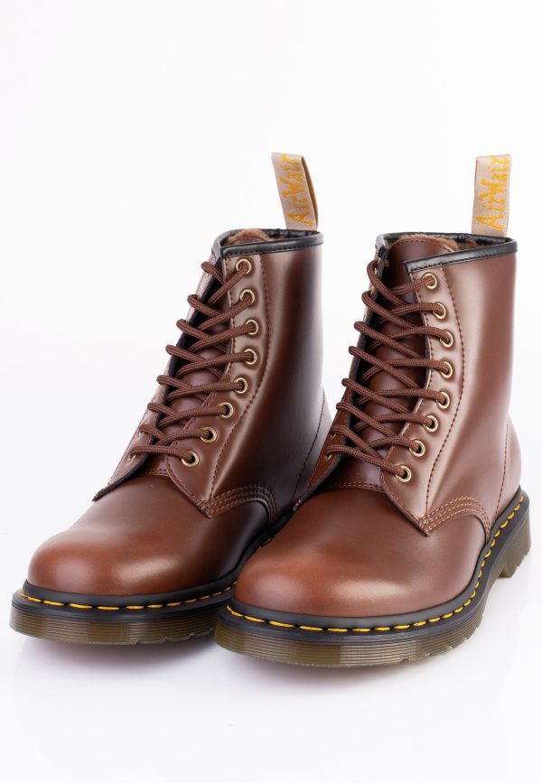 Dr. Martens - Vegan 1460 Brown Norfolk Flat & Brown Borg Fleece - Shoes For Sale