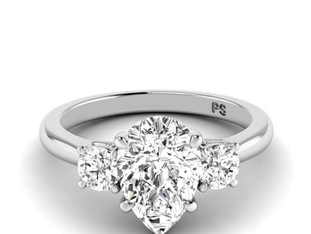 0.95-3.45 CT Round & Pear Cut Lab Grown Diamonds - Three Stone Ring For Cheap