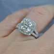 Elegant 3.86 CT Cushion and Round Cut Diamond Engagement Ring in Platinum Fashion