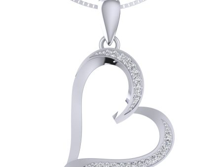 0.10CT Round Cut Sterling Silver Diamond Heart Pendant For Discount