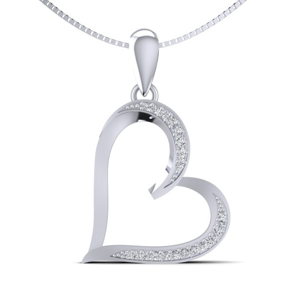 0.10CT Round Cut Sterling Silver Diamond Heart Pendant For Discount