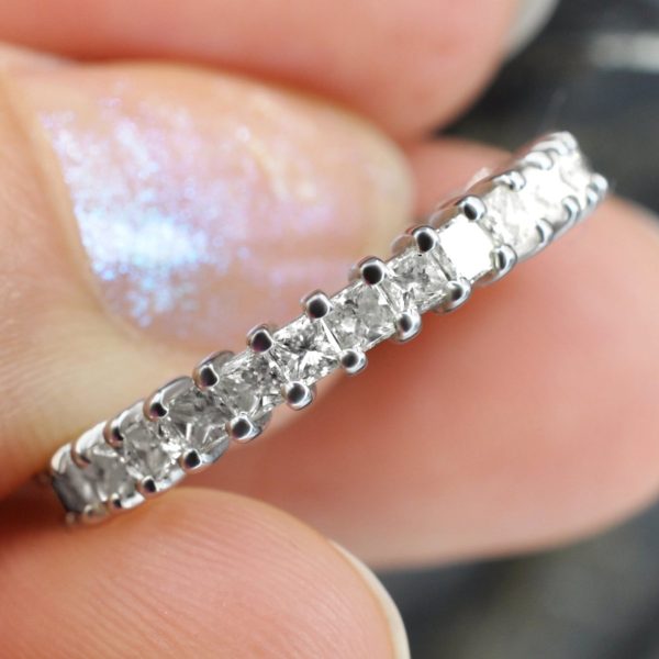 No Risk 1.90 CT Princess Cut Diamond Eternity Ring in 14 KT White Gold Hot on Sale