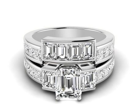 3.05-5.55 CT Princess & Emerald Cut Lab Grown Diamonds - Bridal Set Online Sale