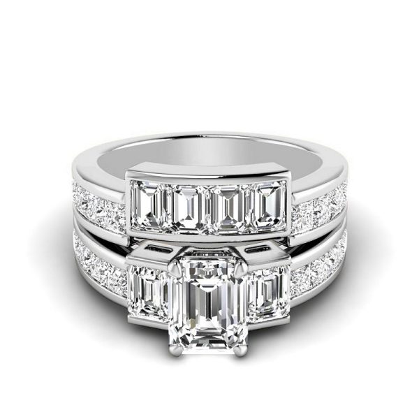 3.05-5.55 CT Princess & Emerald Cut Lab Grown Diamonds - Bridal Set Online Sale