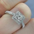 VIP 0.95 CT Princess and Round Cut Diamond Engagement Ring in Platinum Online Hot Sale