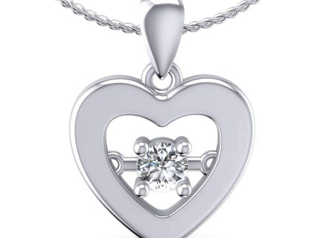 0.10 CT Round Cut Diamonds - Heart Pendant in Silver Online now