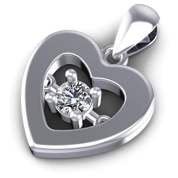 0.10 CT Round Cut Diamonds - Heart Pendant in Silver Online now