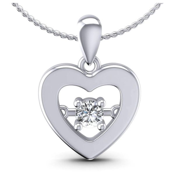 0.10 CT Round Cut Diamonds - Heart Pendant in Silver Online now