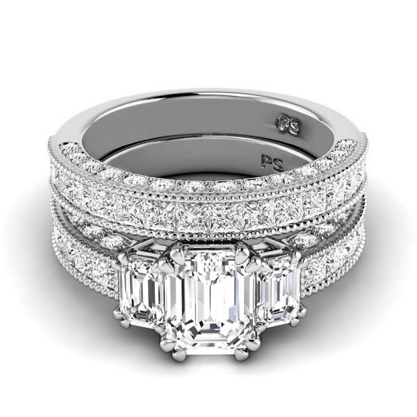 3.10-5.60 CT Round & Princess & Emerald Cut Lab Grown Diamonds - Bridal Set Online