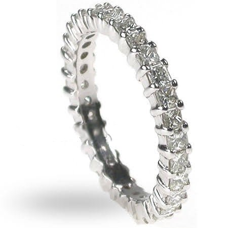 No Risk 1.90 CT Princess Cut Diamond Eternity Ring in 14 KT White Gold Hot on Sale