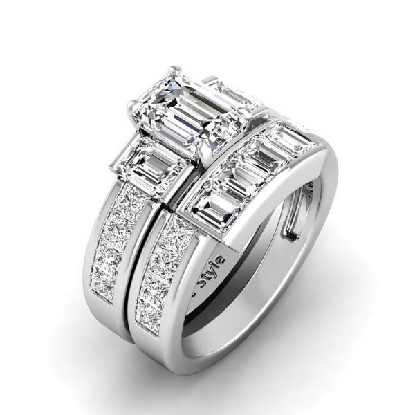 3.05-5.55 CT Princess & Emerald Cut Lab Grown Diamonds - Bridal Set Online Sale