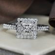 VIP 0.95 CT Princess and Round Cut Diamond Engagement Ring in Platinum Online Hot Sale