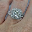 Elegant 3.86 CT Cushion and Round Cut Diamond Engagement Ring in Platinum Fashion