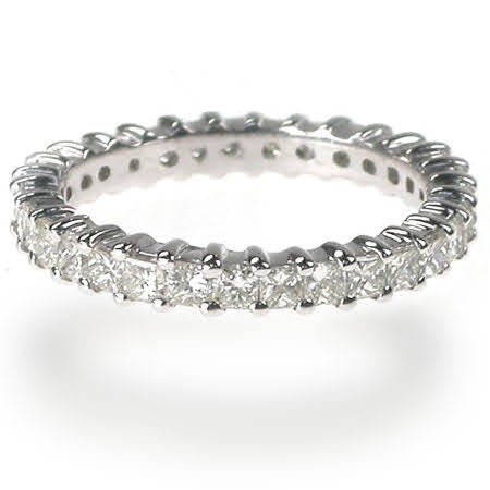 No Risk 1.90 CT Princess Cut Diamond Eternity Ring in 14 KT White Gold Hot on Sale