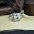 Elegant 3.86 CT Cushion and Round Cut Diamond Engagement Ring in Platinum Fashion