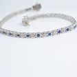 Enchanting 1.00 CT Round Cut Blue Sapphire and Diamond Color Stones Bracelet in 14KT White Gold Fashion