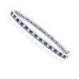 Enchanting 1.00 CT Round Cut Blue Sapphire and Diamond Color Stones Bracelet in 14KT White Gold Fashion